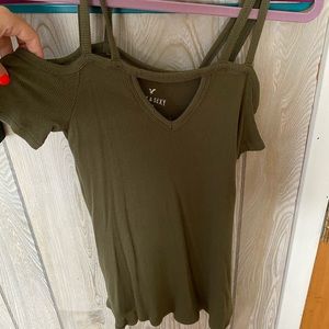 Green Cold Shoulder top
